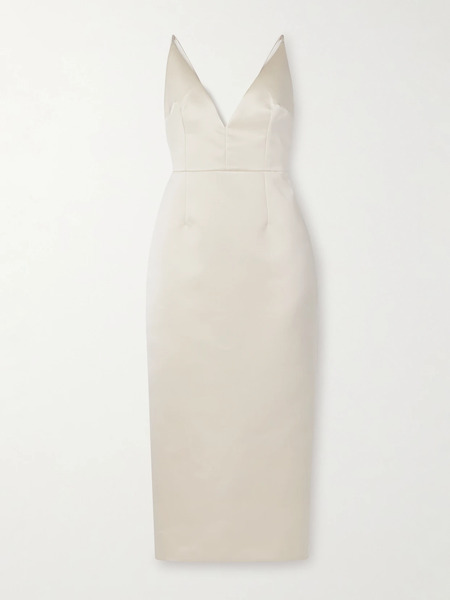  Emilia Wickstead Emilia Wickstead - Vero Open-back Duchesse-satin Midi Dress - Ivory 