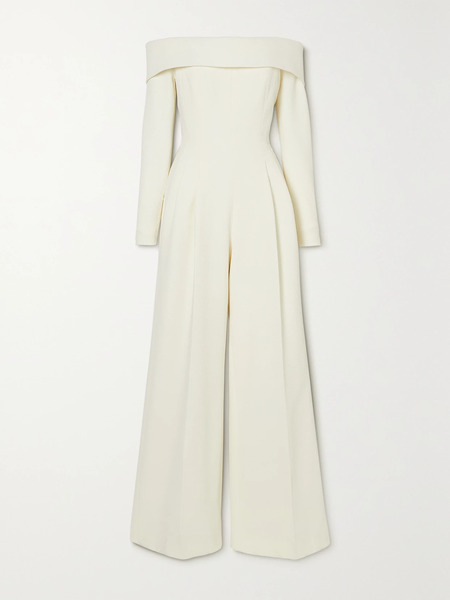  Emilia Wickstead Emilia Wickstead - Vesper Off-the-shoulder Crepe Jumpsuit - Ivory 