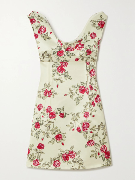  Emilia Wickstead Emilia Wickstead - Zephyr Floral-print Duchesse-satin Mini Dress - Pink 