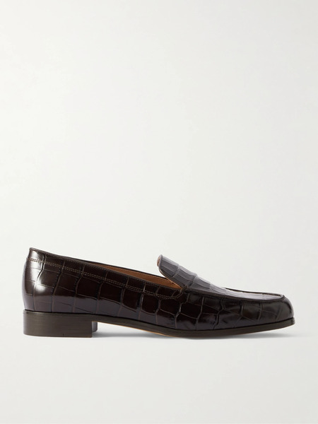  Emme Parsons Emme Parsons - Danielle Glossed Croc-effect Leather Loafers - Dark Brown 