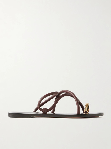  Emme Parsons Emme Parsons - Laurie Leather And Gold-tone Sandals - Chocolate 