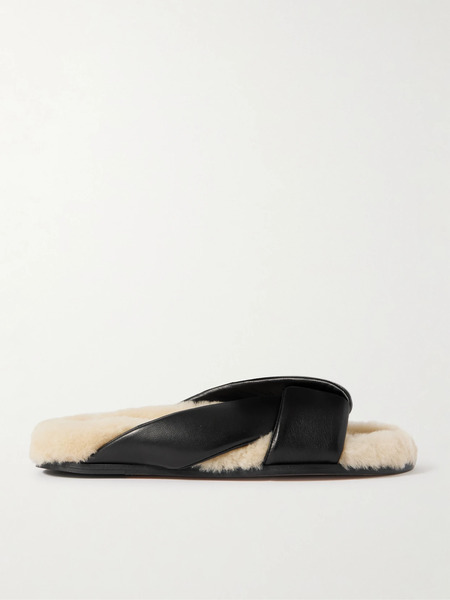  Emme Parsons Emme Parsons - Shearling-lined Leather Slides - Black 