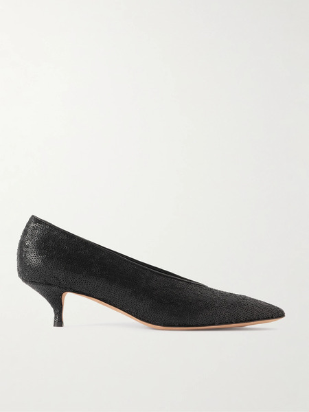  Emme Parsons Emme Parsons - Veneto Sequined Leather Pumps - Black 