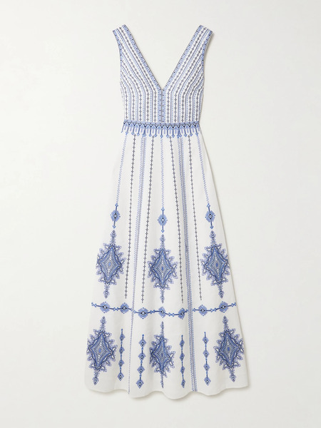  Emporio Sirenuse Emporio Sirenuse - Nellie Embroidered Linen And Cotton-blend Maxi Dress - Off-white 