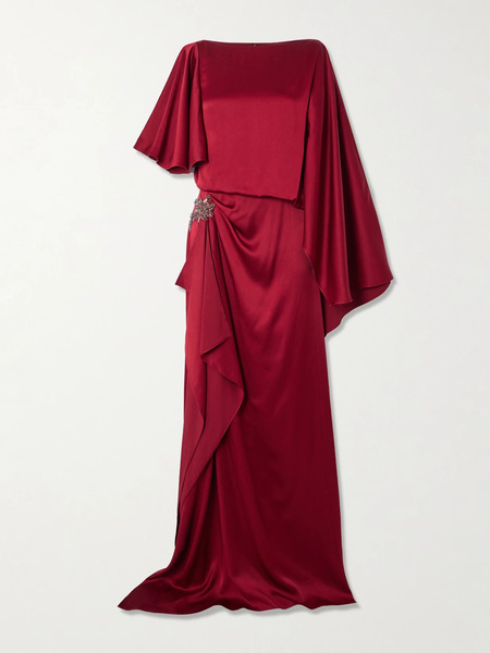  Erdem Erdem - Asymmetric Crystal-embellished Draped Satin Gown - Red 