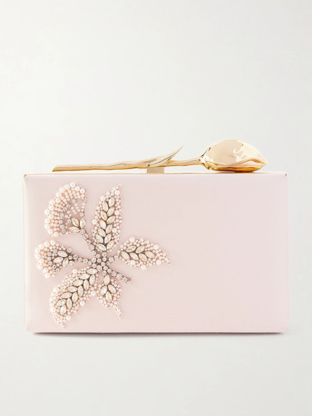  Erdem Erdem - Bloom Crystal-embellished Satin Clutch - Baby Pink 