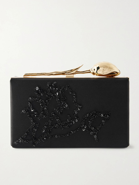  Erdem Erdem - Bloom Embellished Satin Clutch - Black 