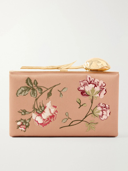  Erdem Erdem - Bloom Embroidered Satin Clutch - Blush 