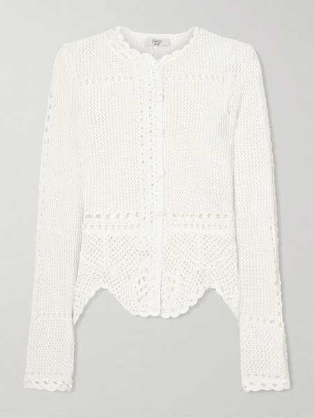  Erdem Erdem - Crocheted Cotton Peplum Cardigan - White 