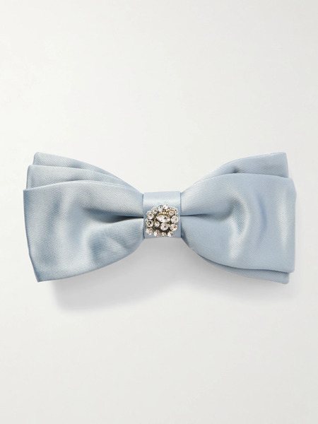  Erdem Erdem - Crystal-embellished Satin Bow Hairclip - Sky Blue 