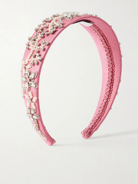  Erdem Erdem - Crystal-embroidered Satin Headband - Pink 