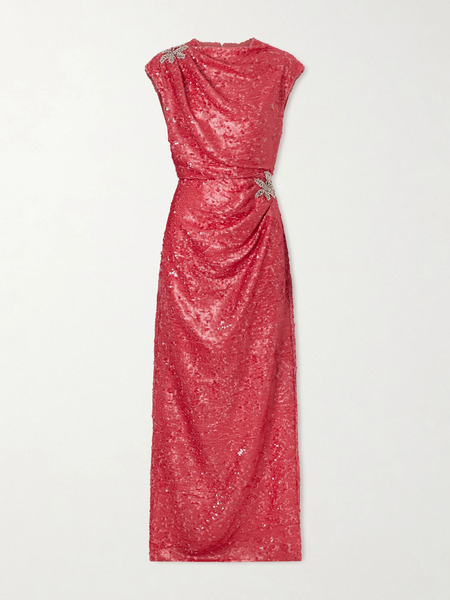  Erdem Erdem - Draped Sequined Chiffon Gown - Pink 
