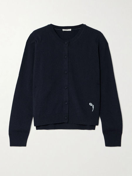  Erdem Erdem - Embroidered Cashmere And Wool-blend Cardigan - Navy 