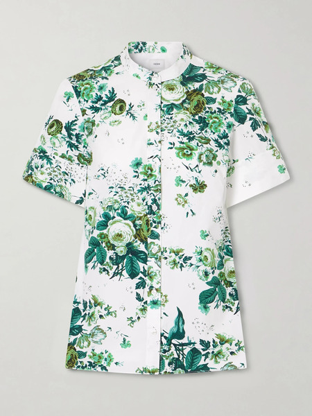  Erdem Erdem - Floral-print Cotton-poplin Shirt - Mint 