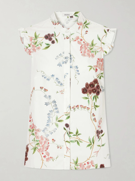  Erdem Erdem - Floral-print Cotton-poplin Shirt - White 