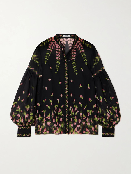  Erdem Erdem - Floral-print Silk-chiffon Blouse - Black 
