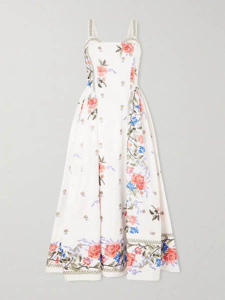  Erdem Erdem - Pleated Embroidered Cotton-faille Midi Dress - White 