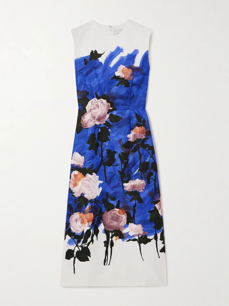  Erdem Erdem - Printed Cotton-blend Faille Midi Dress - Blue 