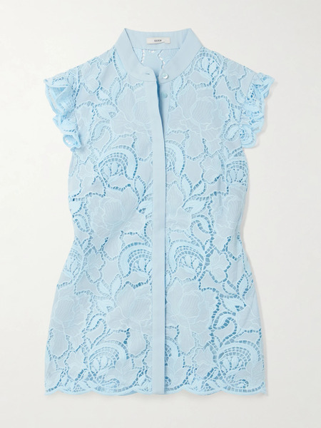  Erdem Erdem - Ruffled Broderie Anglaise Poplin Blouse - Light Blue 