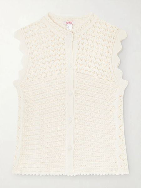  Eres Eres - Aurora Crochet-knit Top - Ecru 