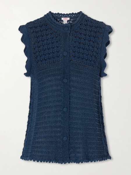  Eres Eres - Aurora Crochet-knit Top - Navy 