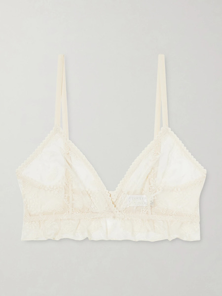  Eres Eres - Clochette Embroidered Mesh Triangle Bra - Cream 