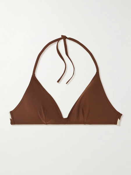  Eres Eres - Cubisme Patchwork Triangle Bikini Top - Brown 