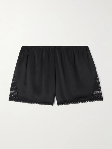  Eres Eres - Devoilee Lace-trimmed Silk-satin Shorts - Black 