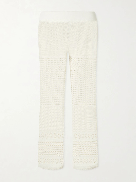  Eres Eres - Embleme Crochet-knit Straight-leg Pants - Ecru 