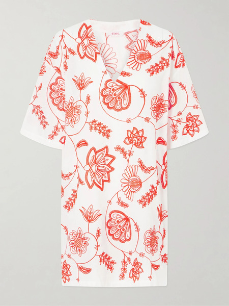  Eres Eres - Embroidered Cotton-blend Mini Dress - Small 