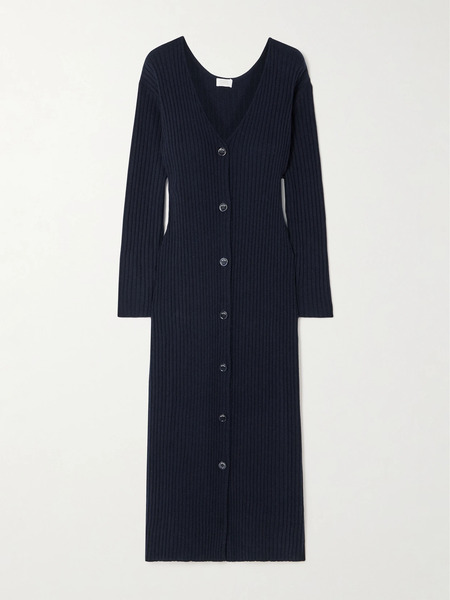 Eres Eres - Flirt Ribbed Wool And Cashmere-blend Maxi Dress - Navy 