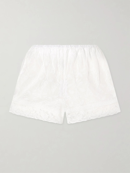  Eres Eres - Floralie Embroidered Cotton-blend Shorts - White 