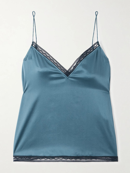  Eres Eres - Instant Lace-trimmed Silk-satin Camisole - Blue 