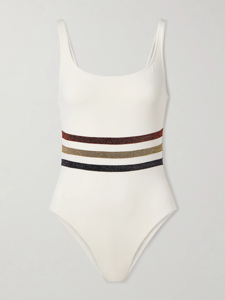  Eres Eres - Irisée Radieux Metallic Striped Swimsuit - Off-white 