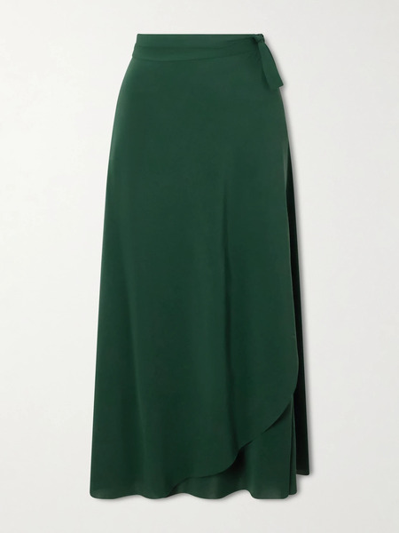  Eres Eres - Julieta Stretch-jersey Wrap Midi Skirt - Green 