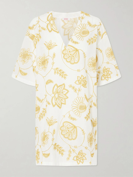  Eres Eres - Levia Embroidered Cotton-blend Mini Dress - Yellow 