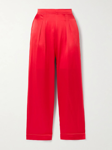  Eres Eres - Mondain Piped Pleated Silk-satin Pajama Pants - Red 