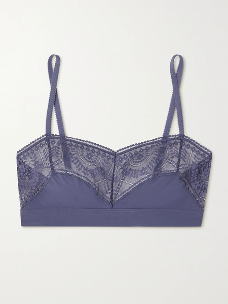  Eres Eres - Néroli Cèdre Stretch-jersey And Lace Soft-cup Bra - Navy 