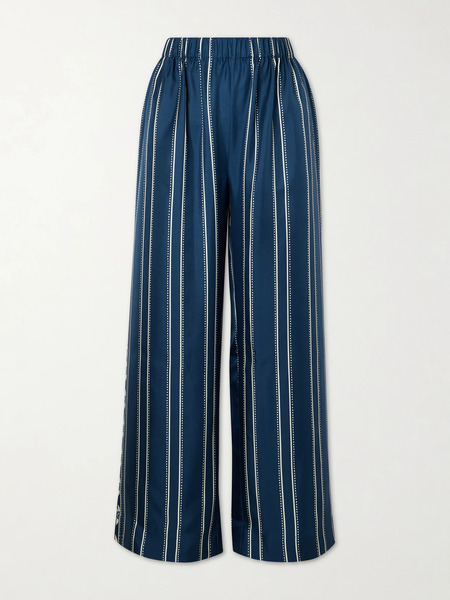  Eres Eres - Oolong Striped Silk-voile Straight-leg Pants - Navy 