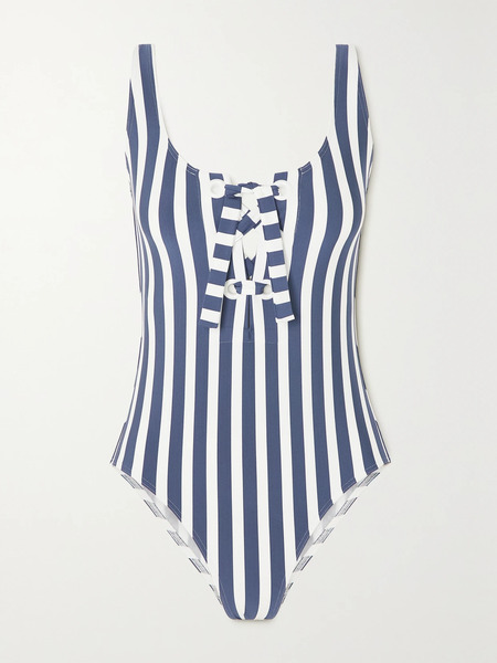  Eres Eres - Samba Lace-up Striped Swimsuit - Blue 
