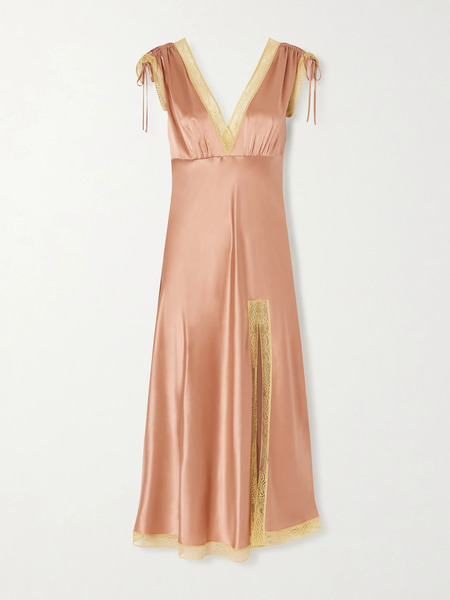  Eres Eres - Sophistiquée Lace-trimmed Silk-satin Nightdress - Pink 