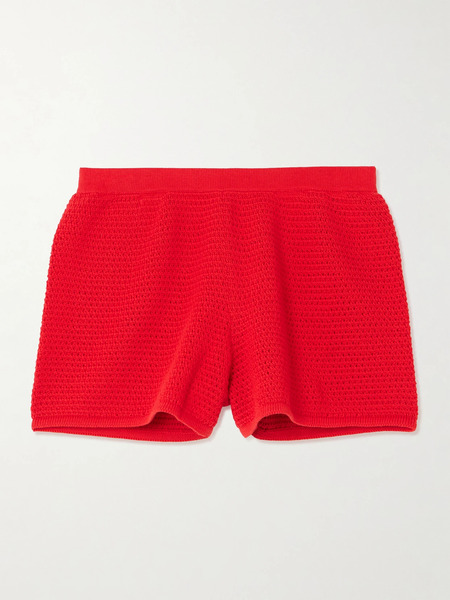  Escvdo Escvdo - Amada Crocheted Cotton Shorts - Red 