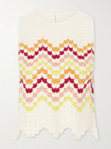  Escvdo Escvdo - Cuenca Striped Crocheted Cotton Tank - Multi 