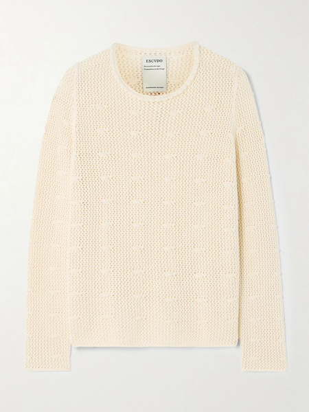  Escvdo Escvdo - Litoral Open-knit Cotton Top - Ivory 