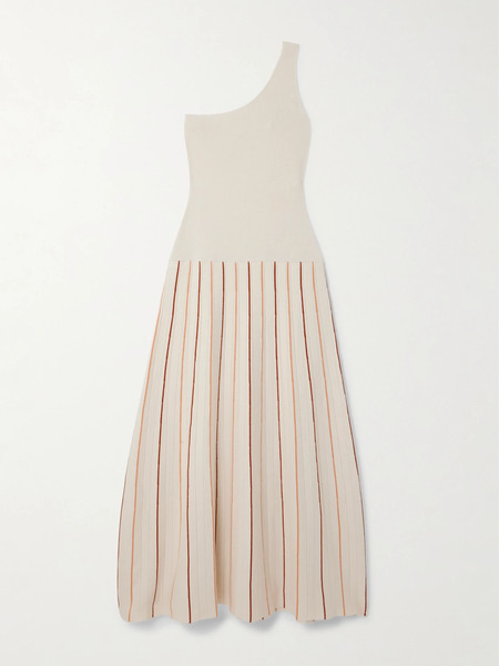  Escvdo Escvdo - Manglar One-shoulder Striped Organic Cotton Maxi Dress - Ivory 