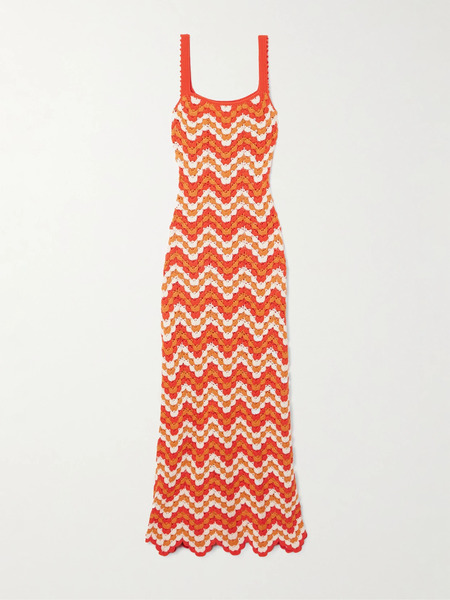  Escvdo Escvdo - Marea Crocheted Cotton Maxi Dress - Orange 