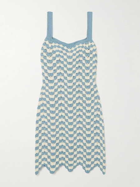  Escvdo Escvdo - Marea Crocheted Cotton Mini Dress - Blue 