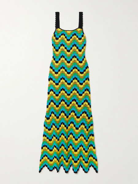  Escvdo Escvdo - Marea Scalloped Crocheted Cotton Maxi Dress - Green 