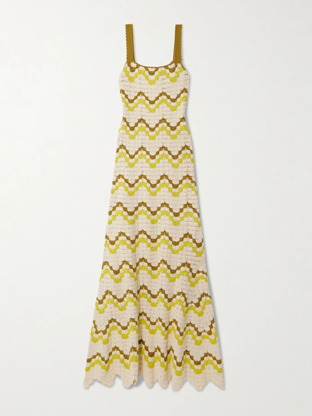  Escvdo Escvdo - Marea Scalloped Crocheted Cotton Maxi Dress - Ivory 