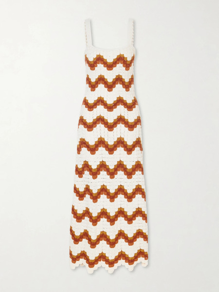  Escvdo Escvdo - Marea Striped Crocheted Cotton Maxi Dress - Ivory 